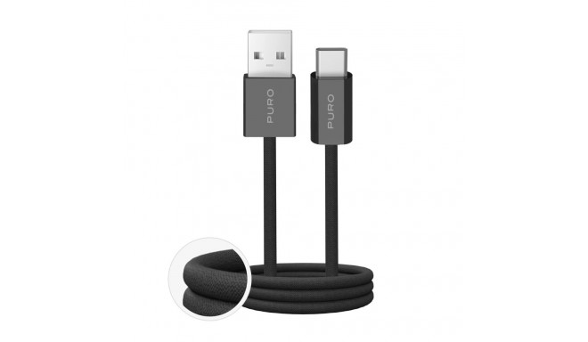 Puro Puro Fabrik 2.0 10W USB-A - USB-C Braided Cable 1.5m - Black