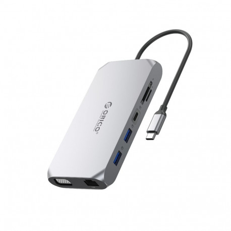 Orico Orico XCR 12in1 USB-C Docking Station 3x USB-A 3.1 1x USB-A 2.0 1x USB-C PD 100W 1x USB-C 3.1 
