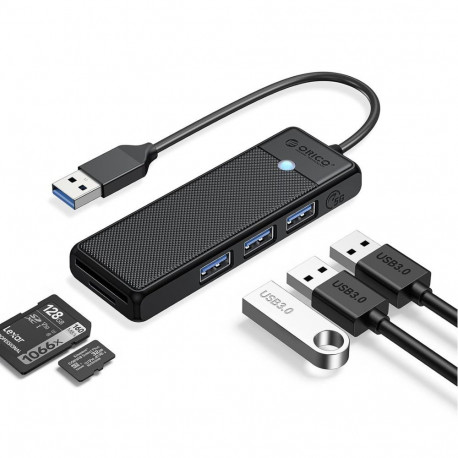 Orico Orico PAPW3AT-U3 USB Hub 4-port 3x USB-A 3.0 with microSD/SD card reader 1 m - black