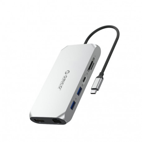Orico Orico XCR 12in1 USB-C Docking Station 2x USB-A 3.1 1x USB-A 2.0 1x USB-C PD 100W 1x USB-C 3.1 