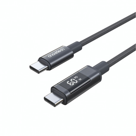 Choetech Choetech XCC-1068 PD 60W USB-C - USB-C Cable with Display 1.2 m - Black