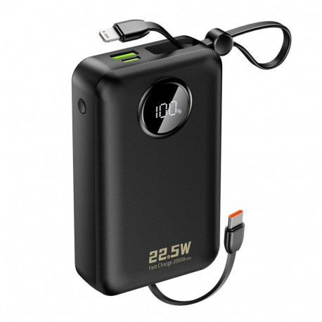Dudao Dudao K14+ Powerbank 20000mAh 22.5W USB-C / USB-A / Built-in Lightning and USB-C Cables - Blac
