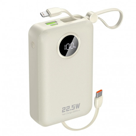 Dudao Dudao K14+ Powerbank 20000mAh 22.5W USB-C / USB-A / Built-in Lightning and USB-C Cables - Whit