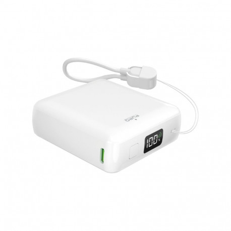 Puro Puro 10000mAh 20W USB-C USB-A Power Bank with Display and Built-in USB-C Cable - White