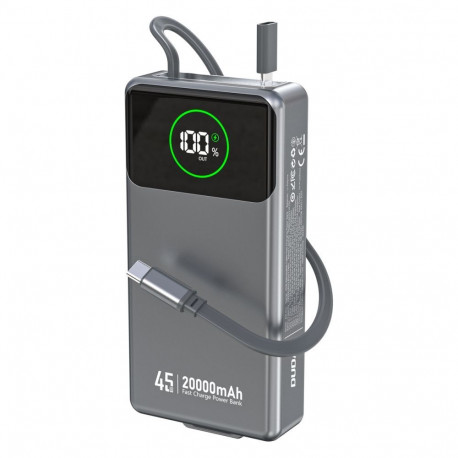 Dudao Dudao K31 Pro 45W 20000mAh Power Bank with Built-in Retractable USB-C Cable - Gray