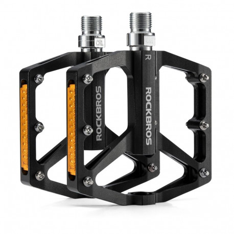 Rockbros Rockbros K371 Reflective Aluminum Bicycle Pedals with Sealed Bearings - Black