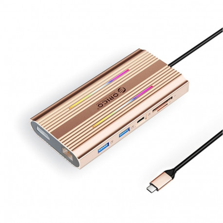 Orico Orico XDR 12in1 RGB USB-C Docking Station USB-A USB-C 2x HDMI 4K 60 Hz DisplayPort 4K 60 Hz RJ