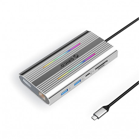 Orico Orico XDR 12in1 RGB USB-C Docking Station USB-A USB-C 2x HDMI 4K 60 Hz DisplayPort 4K 60 Hz RJ