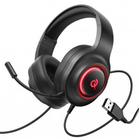 QCY QCY V200 Pro Wired Gaming Headphones with 7.1 Sound and Detachable Microphone - Black
