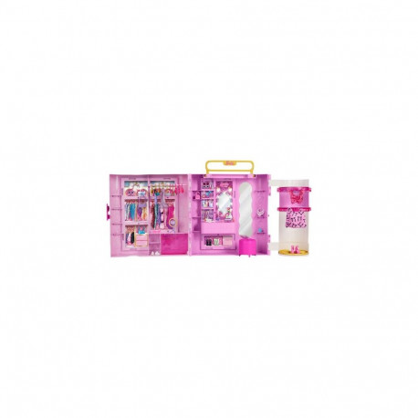 Barbie Closet with Spin & Style Feature, Vanity, Ottoman, 4 Fashions, 20+ Pieces, Portable Stora