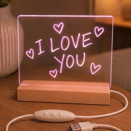 Forever Light Wooden Acryl LED Night Light Message Board FNL-18 with marker pen