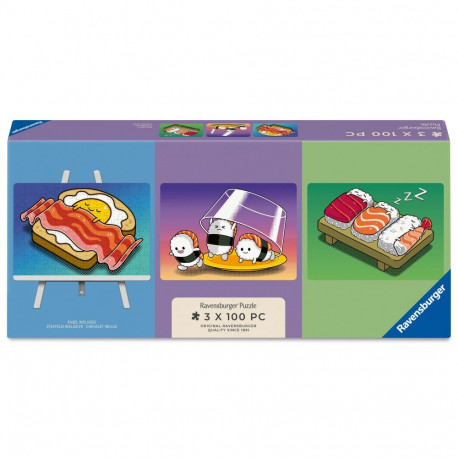 Ravensburger pusle 3x100 tk molbertiga: Kawaii hommiku-, lõuna- ja õhtusöök