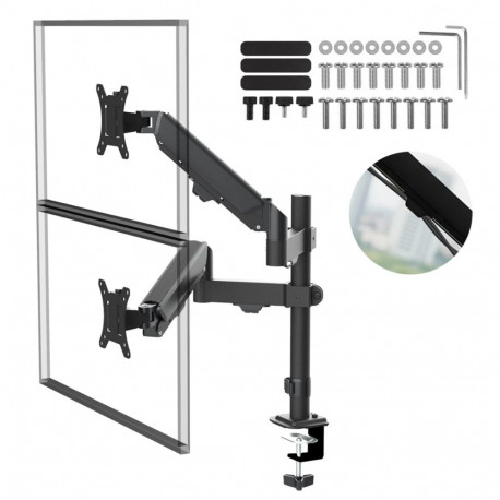 Maclean 2 monitor mount, gas spring, 17"-32", 2-10kg, black, MC-136