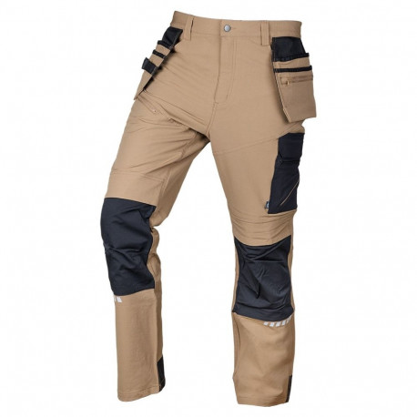 Mix&Match tööpüksid, 4-suunalise venivusega, kabuuridega, Cordura, suurus XXXL, beež-mustad