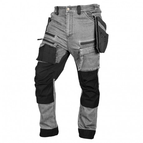 Tööpyksid DENIM Cordura tugevdustega eemaldatavate kabuuritaskutega, hallid, suurus S