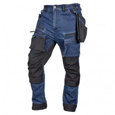 DENIM tööpüksid Cordura tugevdustega eemaldatavate küljetaskutega, suurus XS, tumesinised