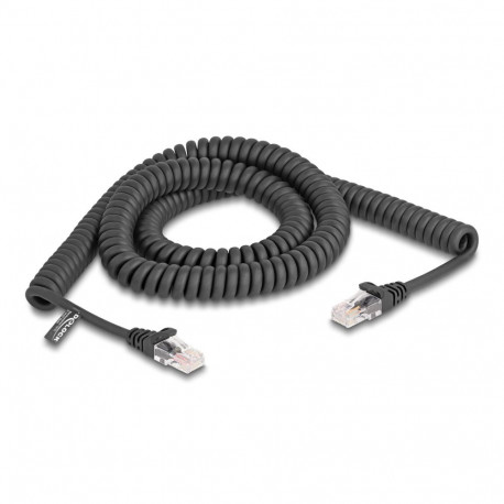 DeLOCK RJ45 spiraalkaabel Cat.5e isane-isane 3m, must