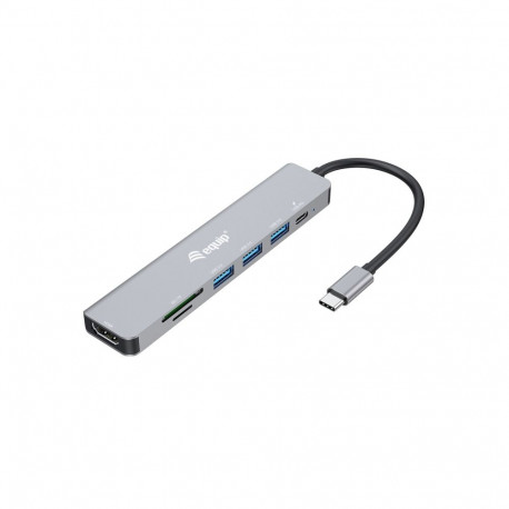 Equip multifunktsionaalne 7-in-1 USB-C adapter HDMI 4K/60Hz USB 3.2 Gen1 x3 TF/MICRO SD 100W USB PD