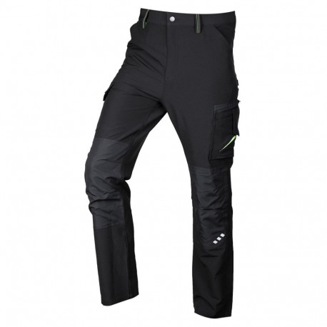 Mix&Match work trousers, 4-way stretch, black-green, size XL