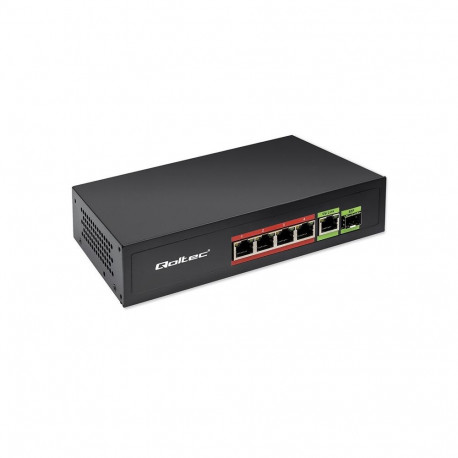Qoltec võrgulüliti FAST Ethernet PoE 4x RJ45 PoE 1x RJ45 Uplink 1x SFP 65W 1000Mb