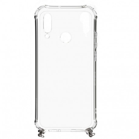 Evelatus Huawei P30 Lite Silicone Transparent with Necklace TPU Strap Silver
