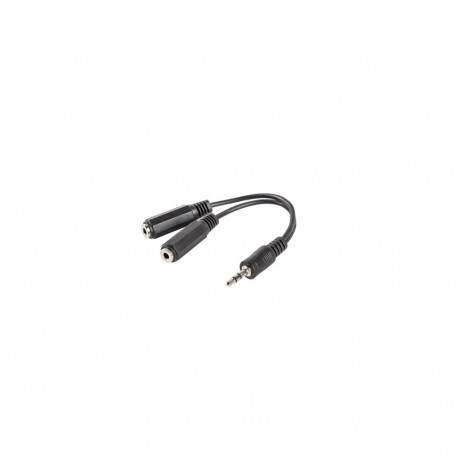 MINIJACK 3.5MM(M) 3PIN->2X MINIJACK 3.5MM(F) 3PIN ADAPTER CABLE 10CM BLACK LANBERG