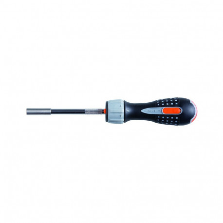 Ratcheting screwdriver + bits 6pcs PH1/2, PZ1/2,SL4,5/5,5 with LED lamp