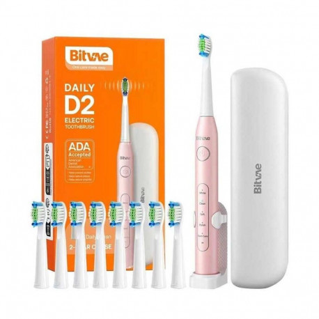 Bitvae D2 Electric toothbrush x8 brushes / travel case / holder / cable Pink
