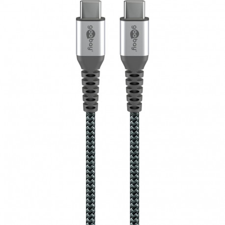 Goobay USB-C to USB-C metallpistikutega tekstiilkaabel (kosmosehall/hõbedane), 0.5 m