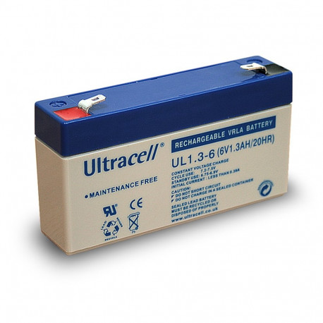 Ultracell pliiaku 6 V, 1.3 Ah (UL1.3-6)