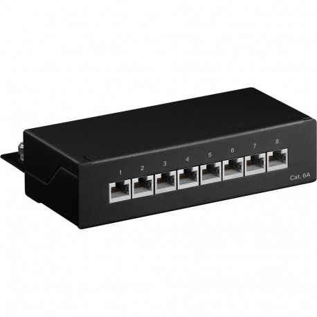 Goobay CAT 6A Mini Desktop Patch Panel, 8 Port (1 HU) black