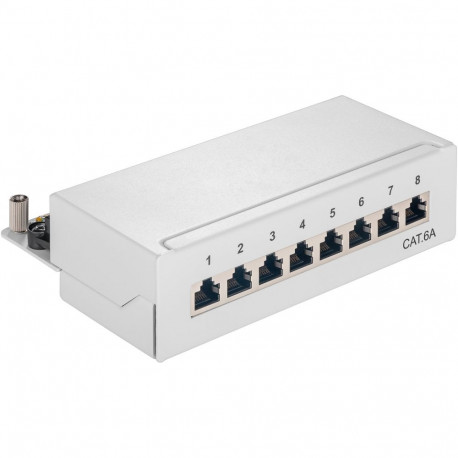 Goobay CAT 6A Mini Desktop Patch Panel, 8 Port (1 HU) grey