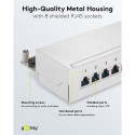 Goobay CAT 6A Mini Desktop Patch Panel, 8 Port (1 HU) grey
