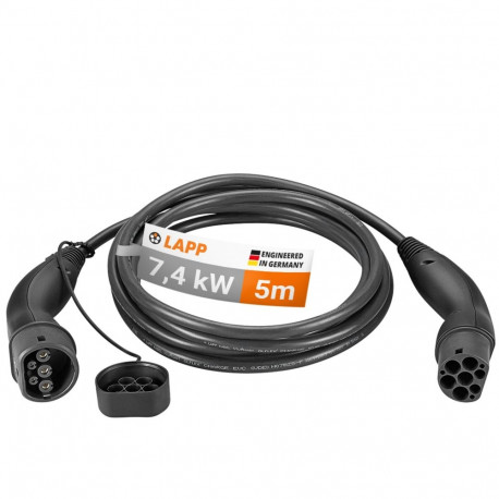 LAPP MOBILITY Type 2 Charging Cable, up to 7.4 kW, 5 m, black 5 m