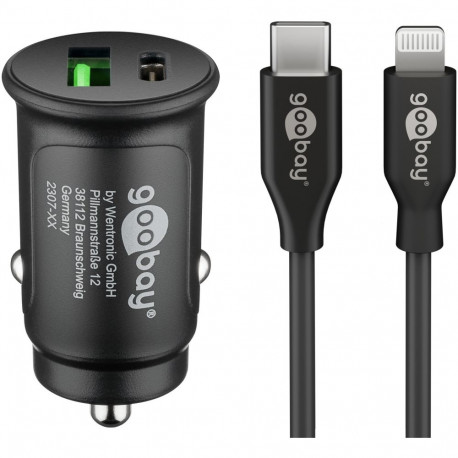 Goobay auto-kiirlaadimiskomplekt 27W Dual USB Lightning