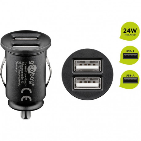 Goobay 24 W Dual-USB autolaadija