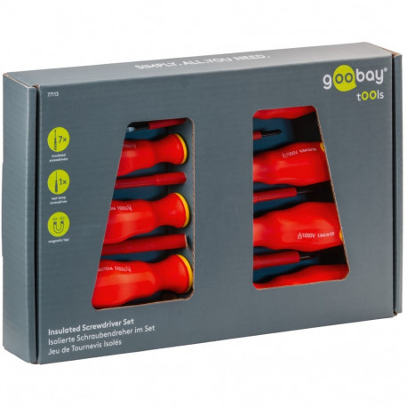 Goobay Tools Insulated Screwdriver Set, 8 Pcs.