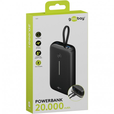 Goobay 20,000 mAh akupank integreeritud USB-C kaabliga