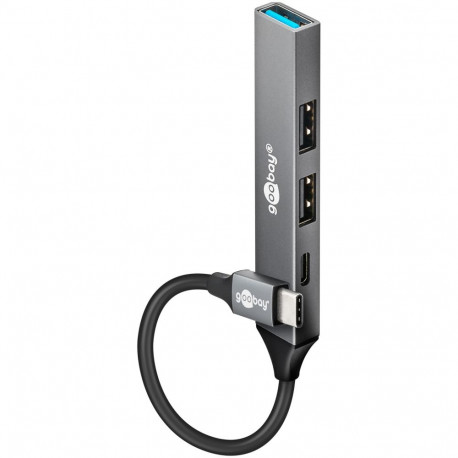 Goobay õhuke 4 pordiga USB-jaotur, USB-C to USB-C/USB-A, 5 Gbit/s