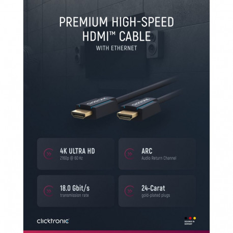Clicktronic Premium kiire HDMI-kaabel Ethernet-toega 2 m