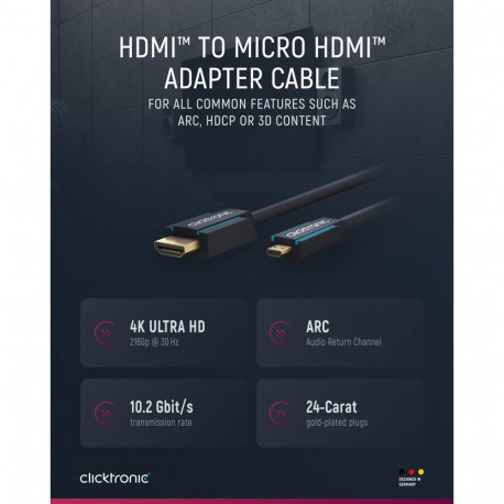 Clicktronic HDMI – Micro HDMI adapterkaabel 5 m