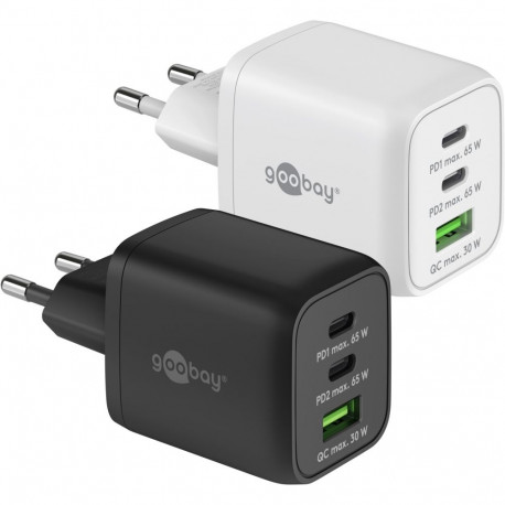 Goobay kiirlaadija 65W USB-C PD GaN mitme pordiga Nano, valge