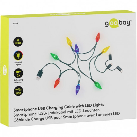 Goobay nutitelefoni USB laadimiskaabel LED-tuledega
