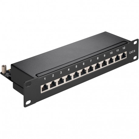 Goobay CAT 6 10-tolline (25,4 cm) patch-paneel, 12-porti must