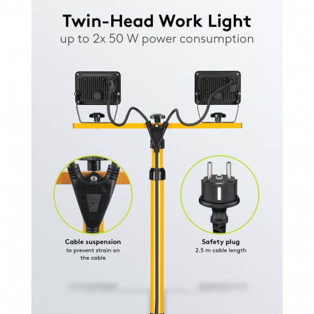 Goobay LED töövalgusti teleskoopstatiiviga, 2x 50 W
