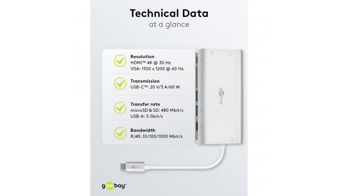 Goobay USB-C premium mitme pordiga adapter