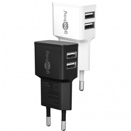 Goobay 12 W USB-A valge topeltlaadija