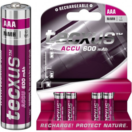 Tecxus AAA (Micro)/HR03 laetav - 600 mAh, 4 tk blisterpakendis