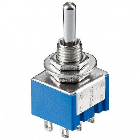 Goobay Toggle Switch Miniature, ON - OFF - ON, 6 Pins, Blue Housing