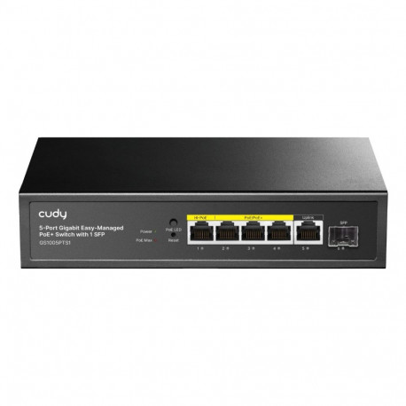 Cudy võrgulüliti GS1005PTS1 Gigabit Ethernet (10/100/1000) Power over Ethernet (PoE), must